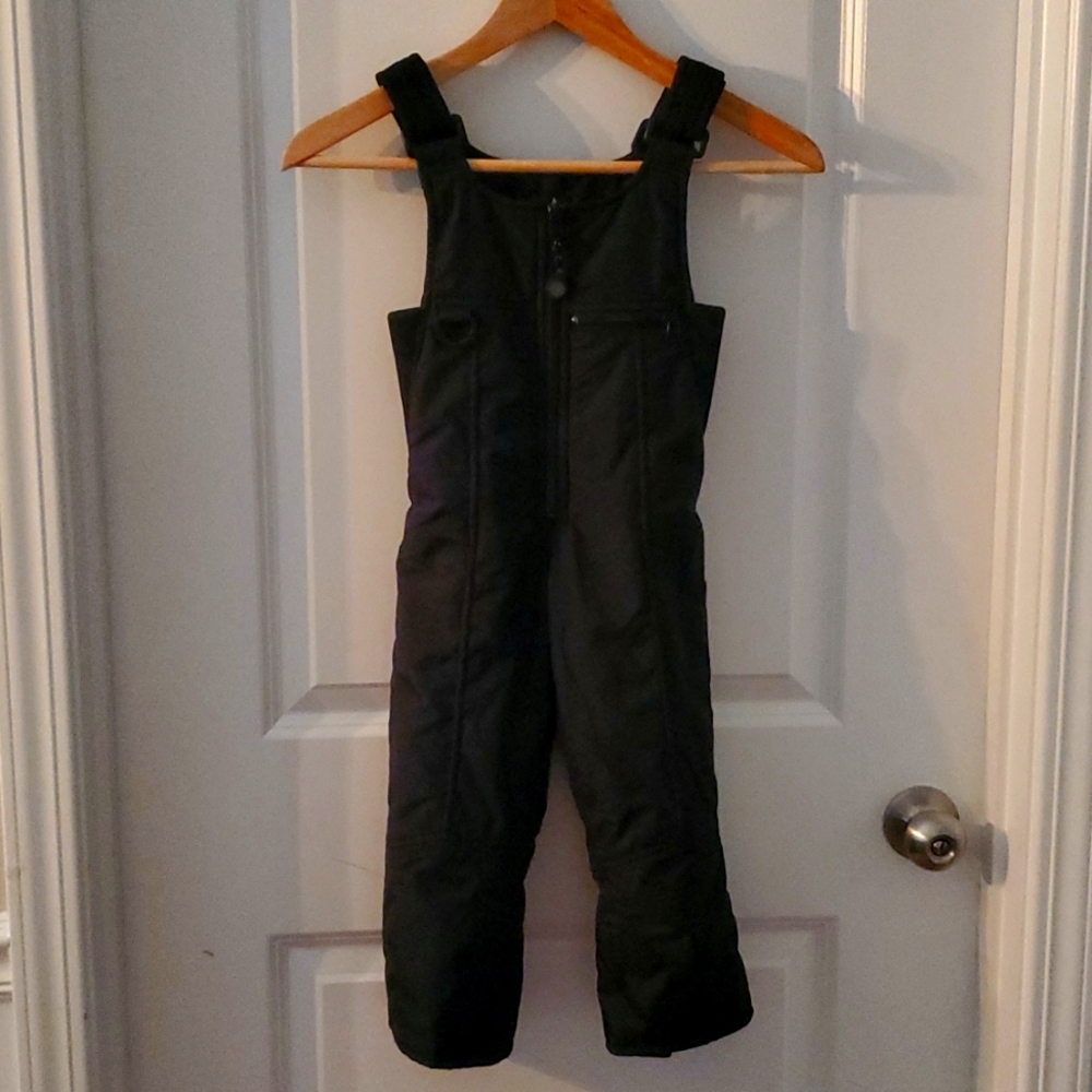 Unisex Kids Black Snow Bibs/Snow Pants Size 4